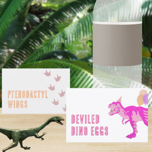 T-Rex Pink DIY Folded Dinosaur Food Tent Cards