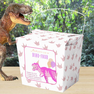 T-Rex Pink Thank You Birthday Dino Party Favour Box