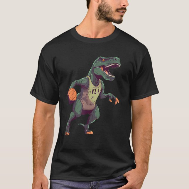 T Rex playing Basketball Coach Dino Trex Rex Sport T-Shirt (Front)