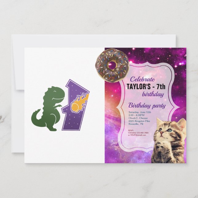 T rex playing - Choose background colour Invitation (Front)