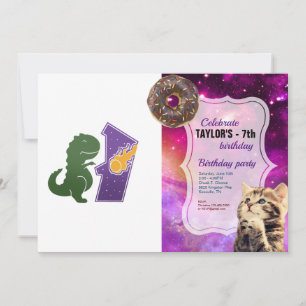 T rex playing - Choose background colour Invitation