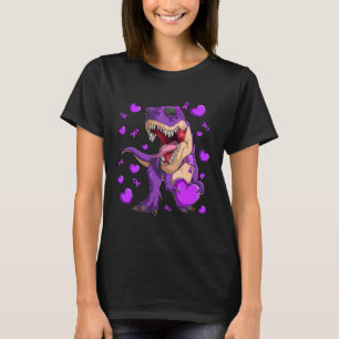 T rex Purple Up For Military Child Month Kids Din T-Shirt