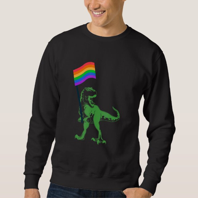 T Rex Rainbow Flag Lgbtq Pride Lgbt Gay Transgende Sweatshirt (Front)