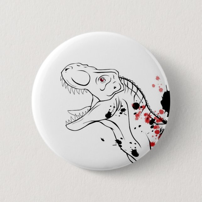 T-Rex (Red and Black) 6 Cm Round Badge (Front)