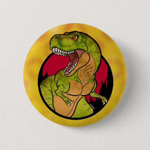 T-Rex red background 6 Cm Round Badge