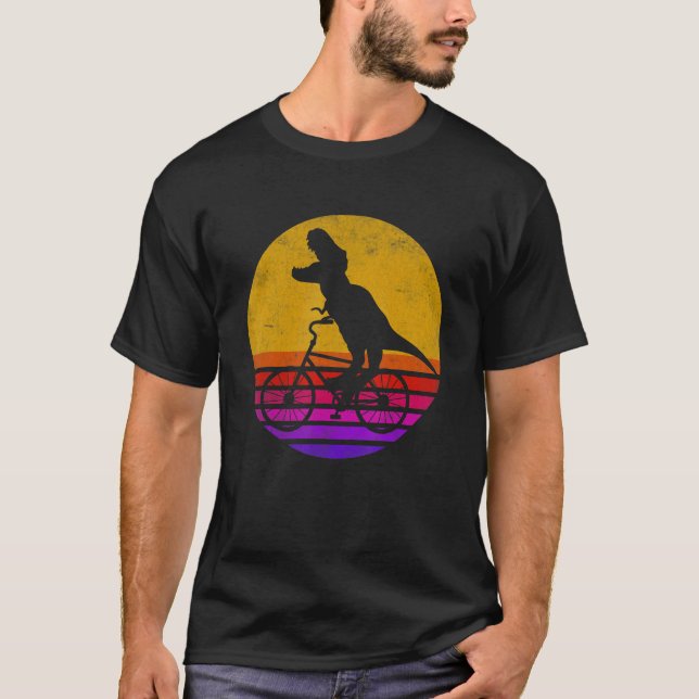 T Rex Riding A Bike   Trex Dinosaur Bicycle Rider T-Shirt (Front)