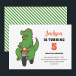T-Rex Riding Bike Cute Kids Dinosaur Birthday Invitation<br><div class="desc">Cute design for kids,  boys or girls who love dinosaur,  dino cartoon,  T-rex and other dinosaur species. Perfect for Jurassic theme birthday party. You can customise the wording to fit other occasions.</div>