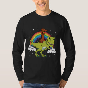 T Rex Riding Dachshund Dog  Amp Present T-Shirt