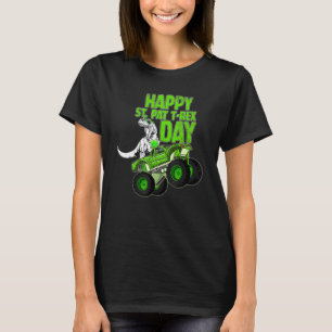 T Rex Riding Monster Truck Happy St Patrex Day T-Shirt