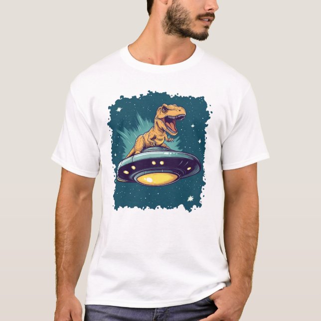 T-Rex riding UFO T-Shirt (Front)