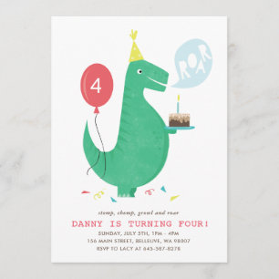 T Rex Roar Birthday party invitation
