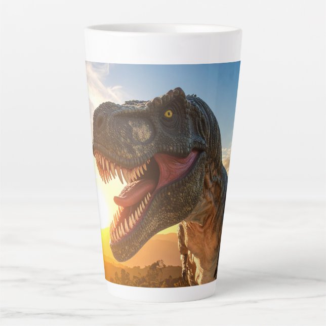 T-Rex Roar design Latte Mug (Front)