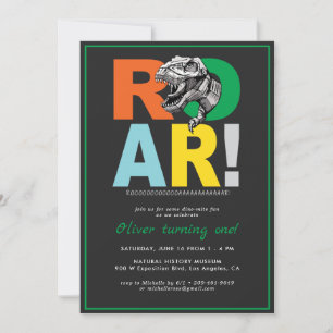 T-Rex Roar   Dinosaur Birthday Party Invitation