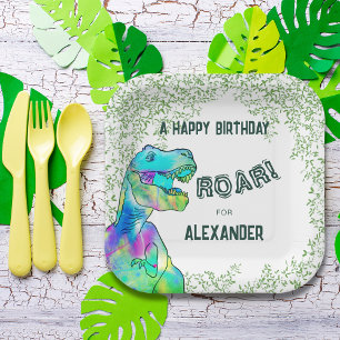 T-Rex Roar Dinosaur Jungle Birthday Party Paper Plate