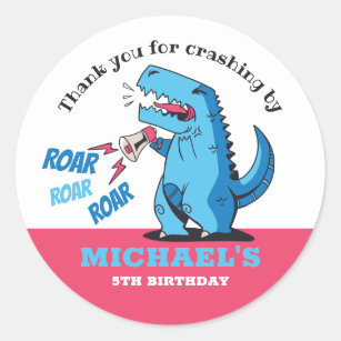 T-Rex Roar Dinosaur Kids Birthday Party Classic Round Sticker