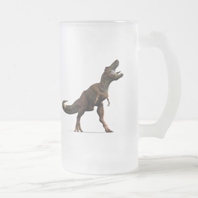 T-rex Roar Frosted Glass Beer Mug (Right)