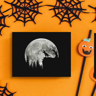 t-rex roar on mountain halloween moon postcard