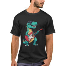 T-Rex Rock and Roll T-Shirt | Cartoon Dinosaur 