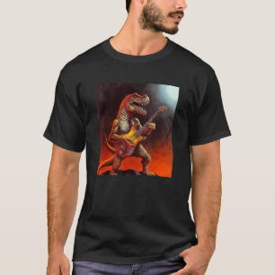 T Rex Rocker Dinosaur Plays Guitar Rockstar Guita T-Shirt