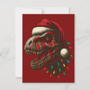 T-Rex Santa Dinosaur Christmas Postcard