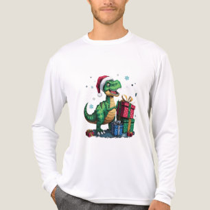 T Rex Santa Gift Parade Tri-Blend Shirt