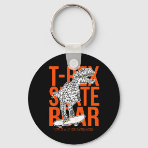 T-rex Skate Roar Funny Sketch Drawing Dinosaur Ska Key Ring