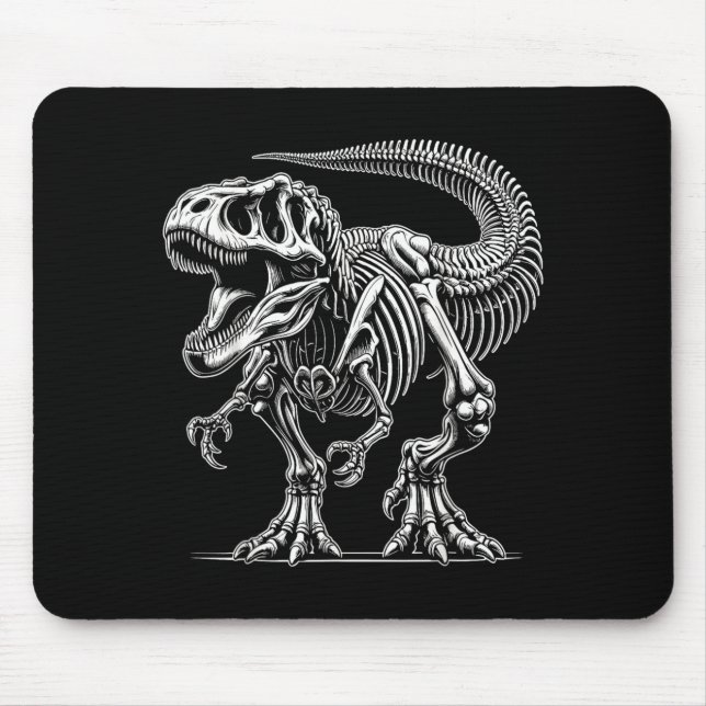 T-Rex Skeleton Dinosaur Bones Fossil Halloween Mouse Pad (Front)
