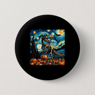 T-rex Skeleton Halloween Van Gogh Starry Night Fal 6 Cm Round Badge