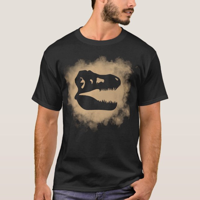 T-Rex Skull Silhouette Dust Splatter T-Shirt (Front)