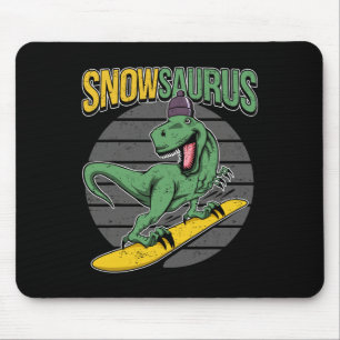 T-rex Snowboarding Dinosaur Snowboard  Mouse Pad