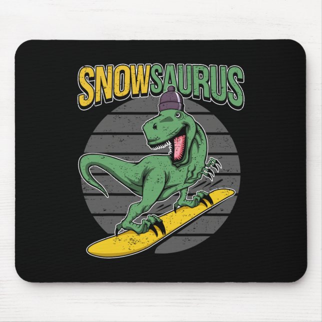 T-rex Snowboarding Dinosaur Snowboard  Mouse Pad (Front)