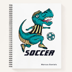 T-Rex Soccer Player Sports with Name Notebook