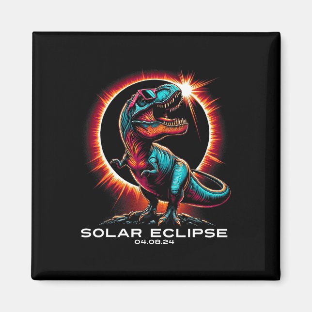 T-rex Solar Eclipse Wears Sungles April 8 2024  Magnet (Front)