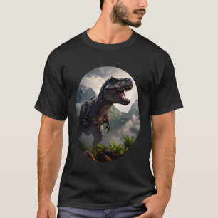 T-Rex standing before a rugged mountain range T-Shirt