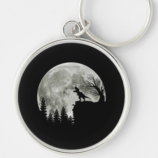  T Rex Standing On Mountain Moonlight Halloween Key Ring (Front)