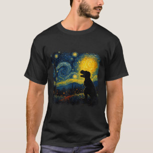 T Rex Starry Night Van Gogh Dinosaus Gifts Men Wom T-Shirt