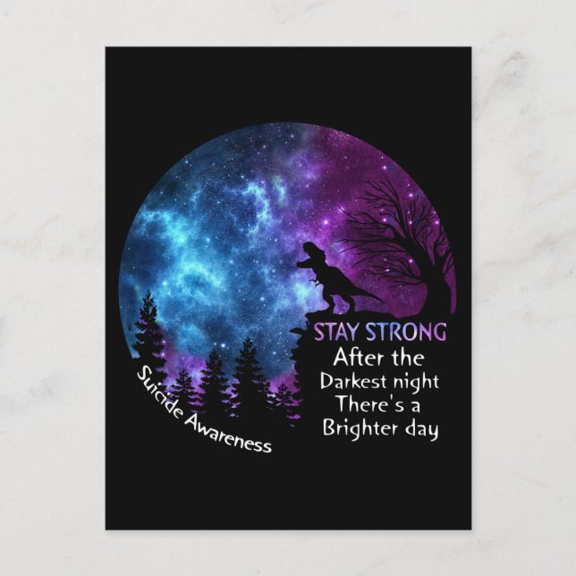T-Rex Suicide Awareness Stay Strong T Rex Lovers T Postcard (Front)