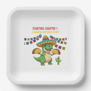 T-Rex Taco Fiesta 1st Birthday   Starting Chapter  Paper Plate