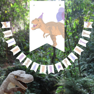 T-Rex Tan Cute Birthday Jurassic Dinosaur Party Bunting