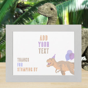 T-Rex Tan Dino 5x7 Landscape Editable Sign Card