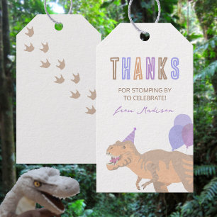 T-Rex Tan Thanks Dinosaur Birthday Favour Tag