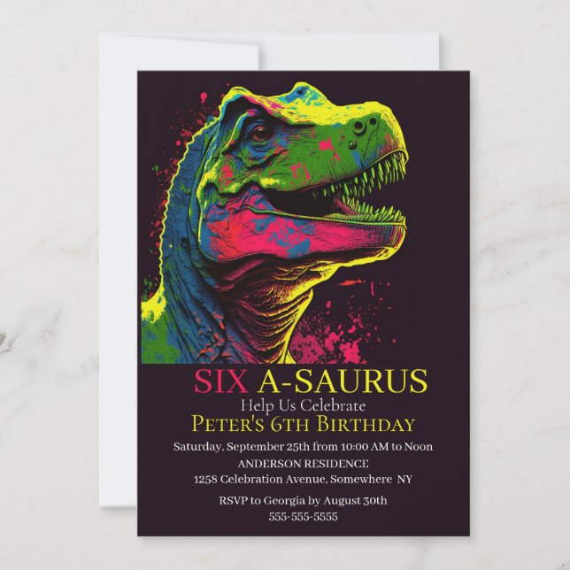 T-Rex-tastic Dino Birthday Party! Invitation (Front)