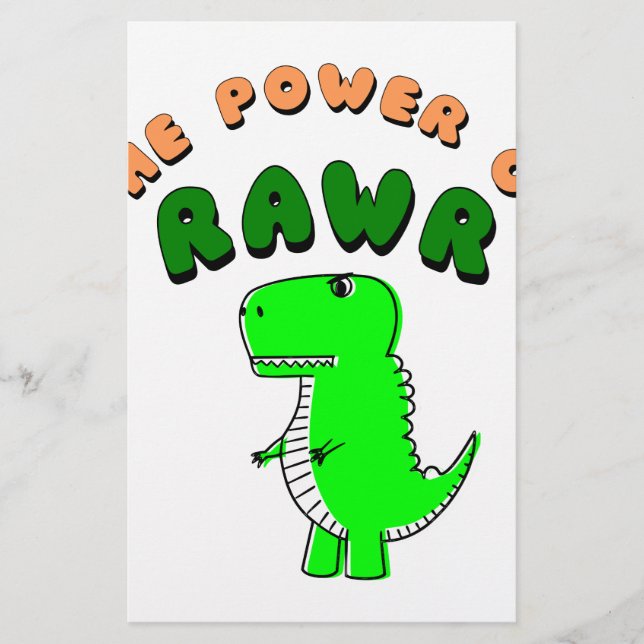 T-Rex The Power Of RAWR Stationery (Front)
