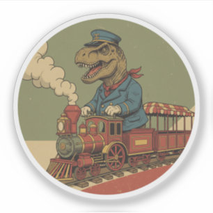 T-Rex Train Conductor - Vintage Dinosaur Railroad