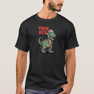 T Rex Tree Rex Dinosaur Christmas Lights Paleontol T-Shirt