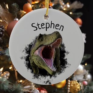 T-rex Tyrannosaurus Dinosaur Personalized Ceramic Tree Decoration