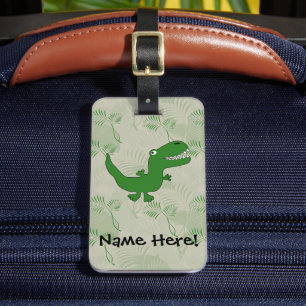 T-Rex Tyrannosaurus Rex Dinosaur Cartoon Kids Boys Luggage Tag