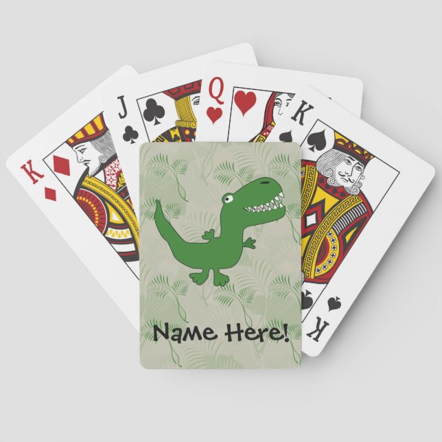 T-Rex Tyrannosaurus Rex Dinosaur Cartoon Kids Boys Playing Cards (Back)