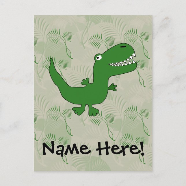 T-Rex Tyrannosaurus Rex Dinosaur Cartoon Kids Boys Postcard (Front)