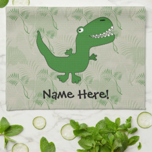 T-Rex Tyrannosaurus Rex Dinosaur Cartoon Kids Boys Tea Towel